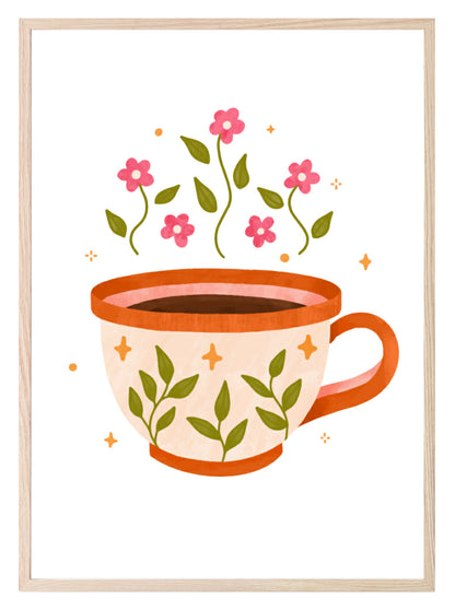 Floral Pattern Tea Coffee Mug Print | Watercolour Wall Art