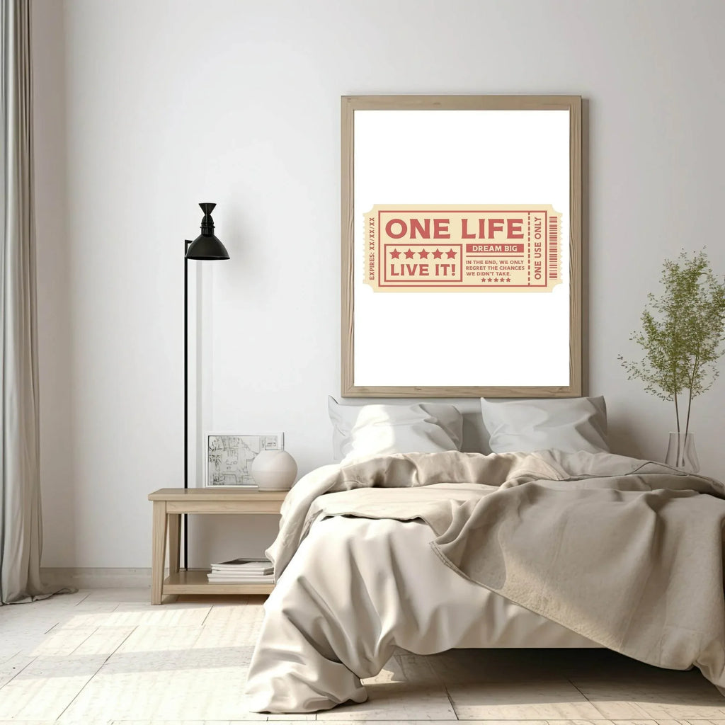 Retro Ticket To Life Print | One Life | Live It | Vintage Style Wall Art - Larosier Prints