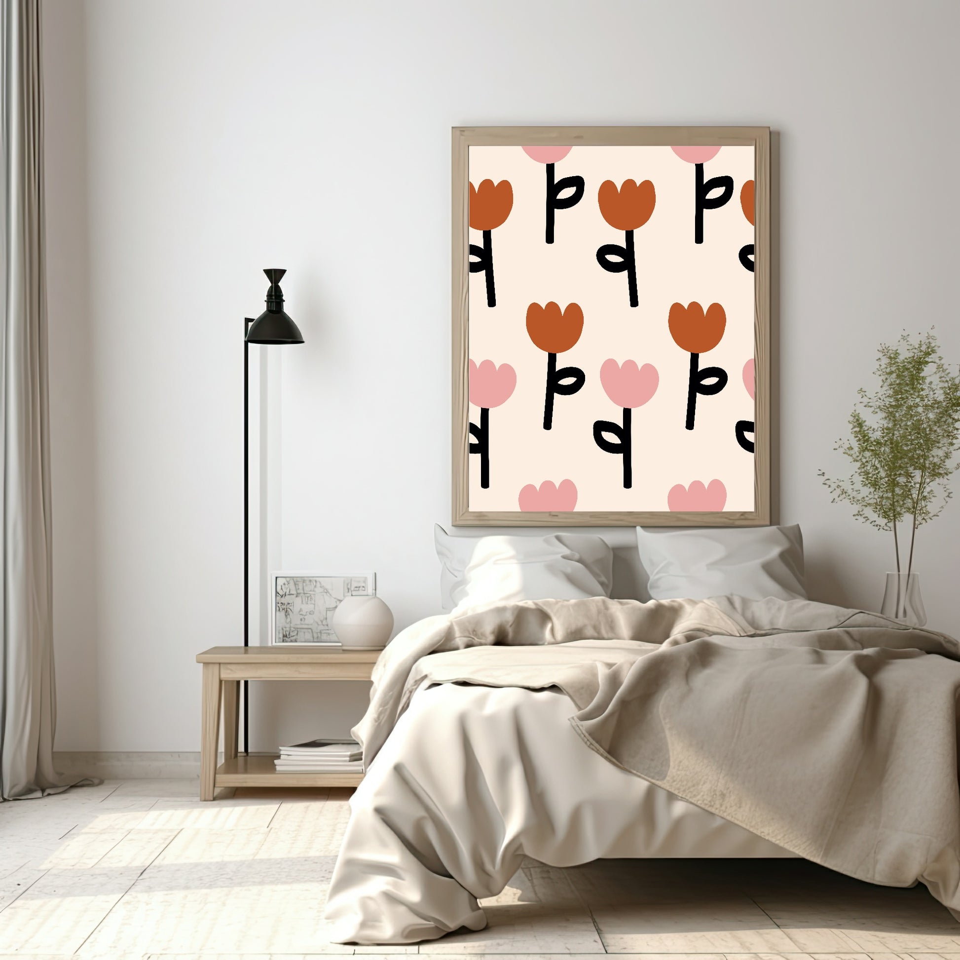 Abstract Tulips Pattern Print | Floral Wall Art