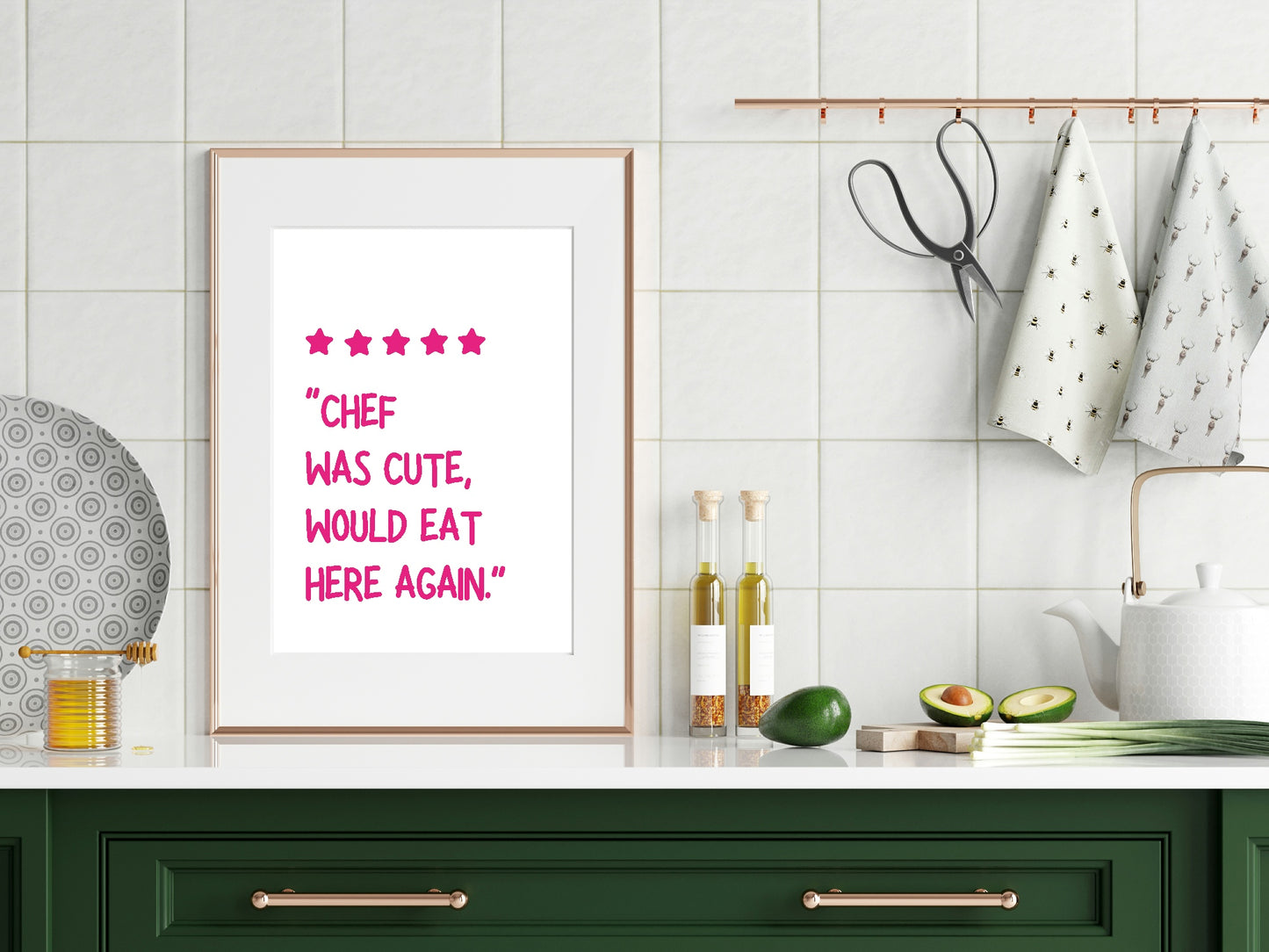 Chef Was Cute Would Eat Here Again Print | 5 Star Review | Kitchen Wall Art