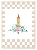 Floral Hand Drawn Baking Rolling Pin Print | Checkerboard Pattern | Watercolour | Kitchen Wall Art - Larosier Prints