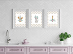 Hand Drawn Floral Jug Print | Checkerboard Pattern | Watercolour | Kitchen Wall Art - Larosier Prints