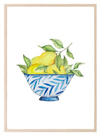 Hand Drawn Lemons In A Bowl Print | Watercolour | Kitchen Wall Art - Larosier Prints