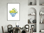 Hand Drawn Lemons In A Bowl Print | Watercolour | Kitchen Wall Art - Larosier Prints