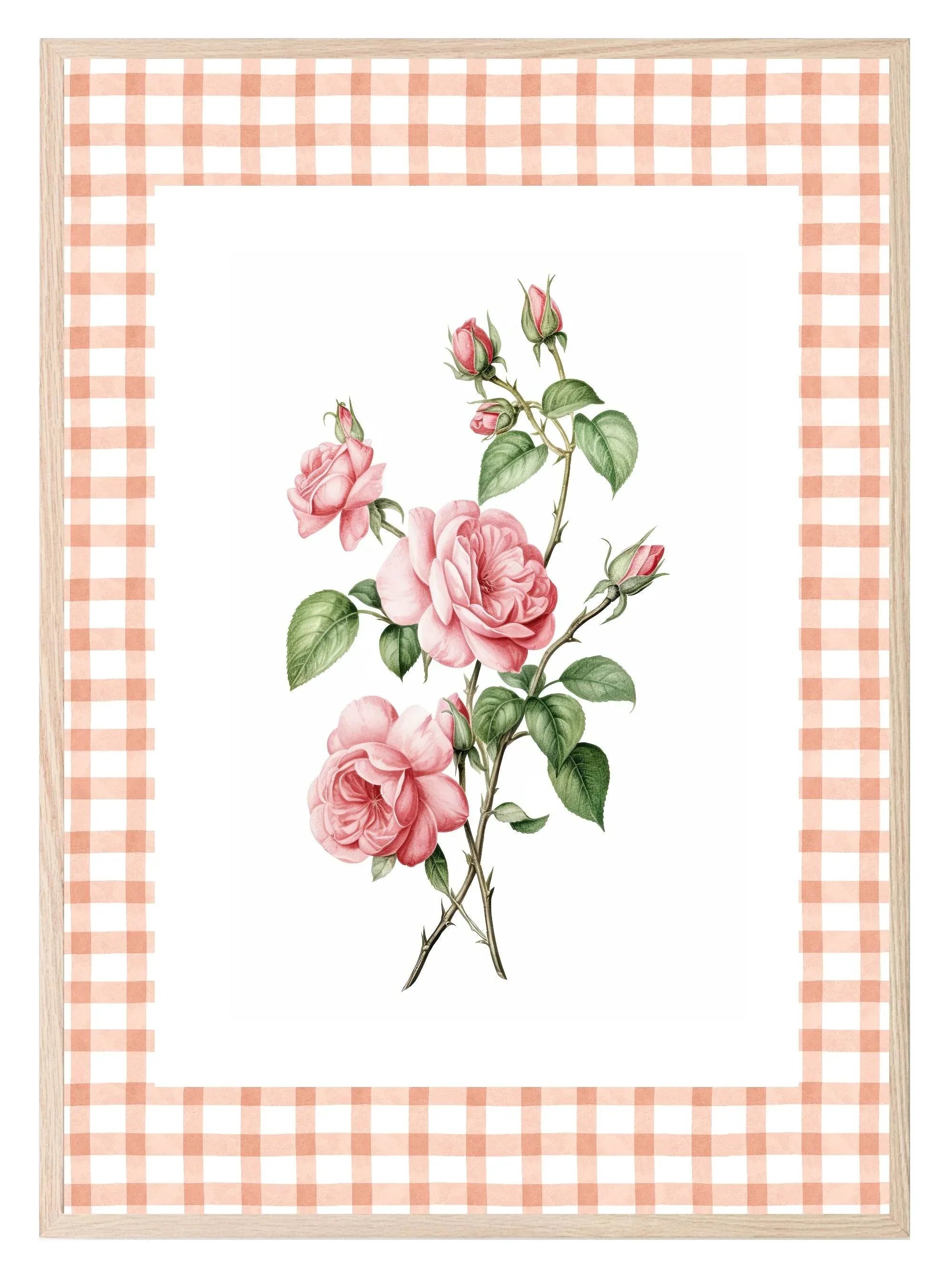 Checkerboard Roses Print | Floral | Vintage Style Wall Art - Larosier Prints