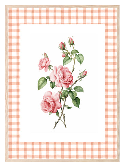 Checkerboard Roses Print | Floral | Vintage Style Wall Art