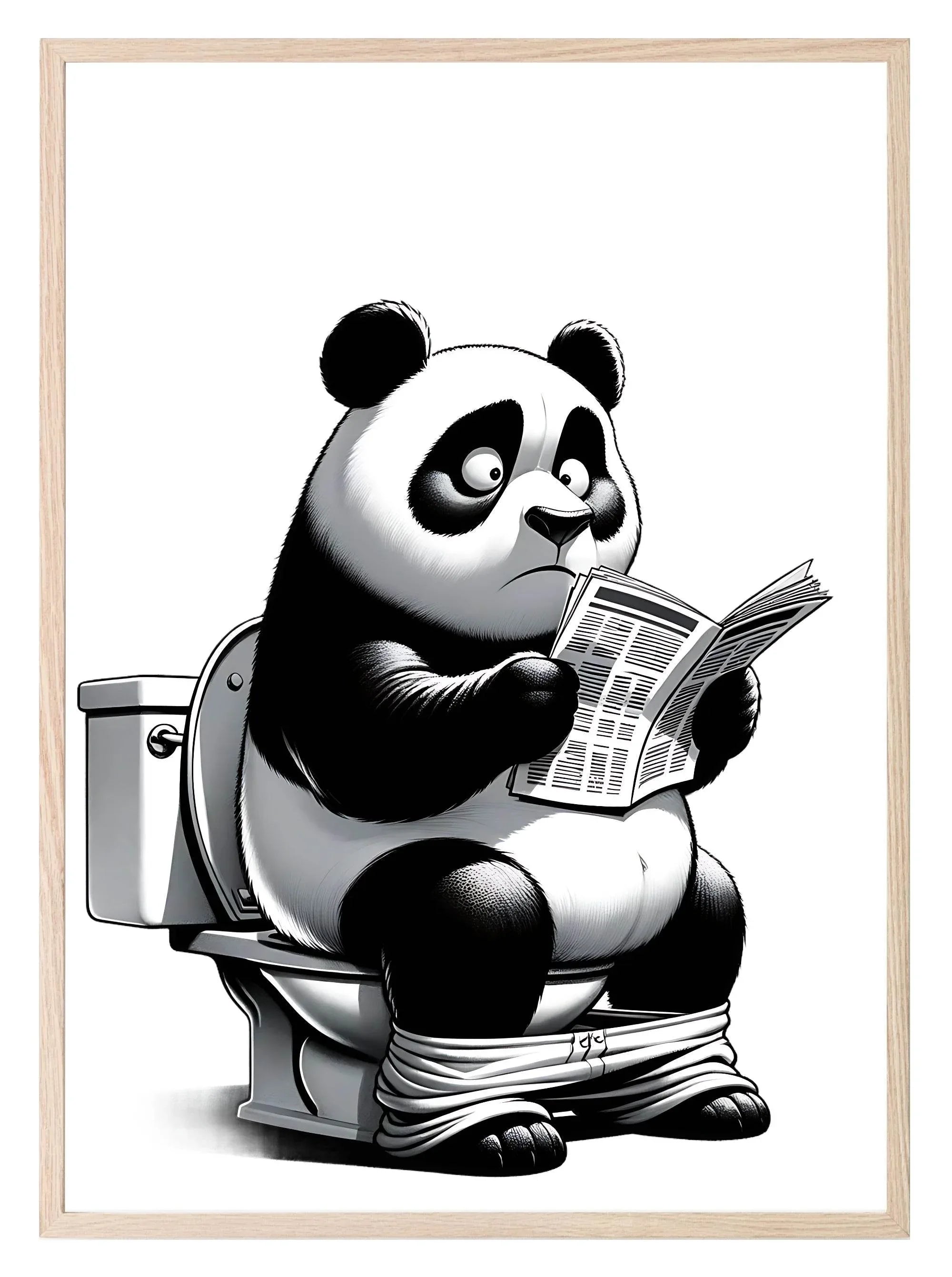 Animal Reading Newspaper On Toilet Collection | Lion | Pig | Panda | Tiger | Dog | Hippo | Chicken | Walrus | Zebra | Humorous Wall Art - Larosier Prints