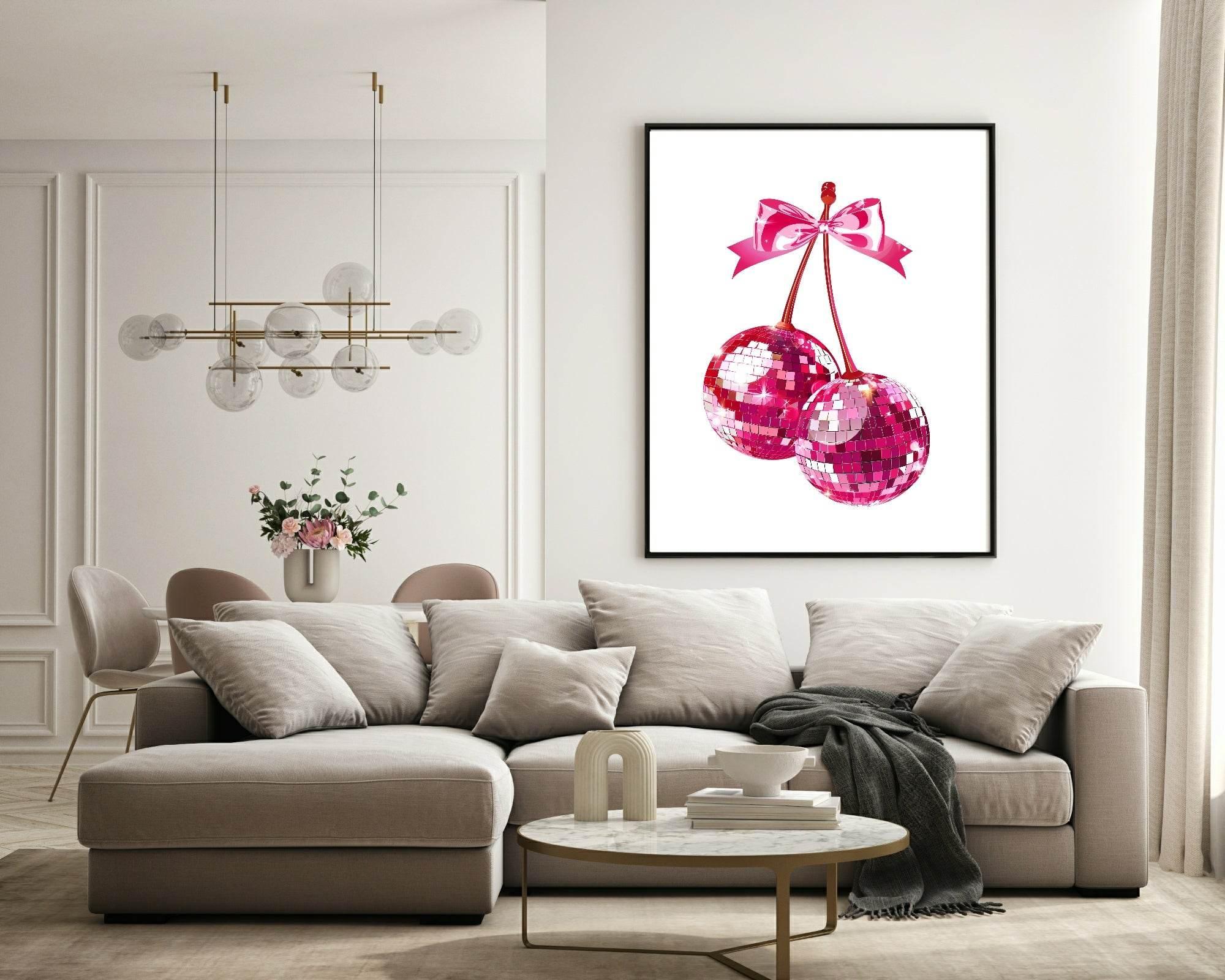 Disco Cherry Ball Print | Coquette Wall Art - Larosier Prints