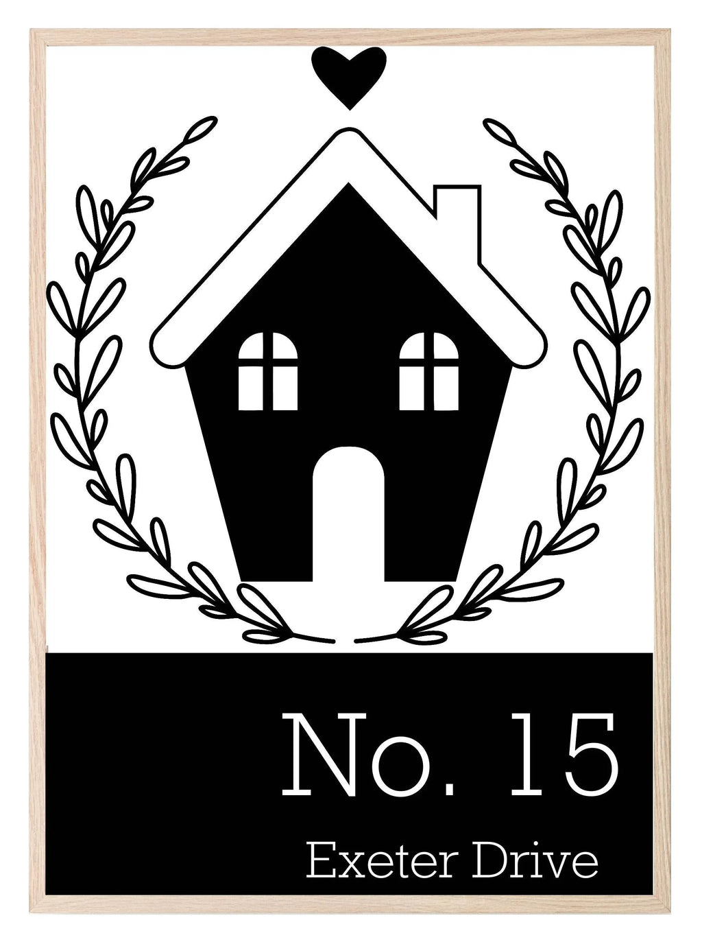 Home Address Print | Black & White | Personalised Wall Art - Larosier Prints