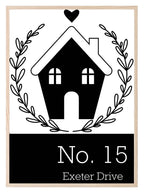Home Address Print | Black & White | Personalised Wall Art - Larosier Prints