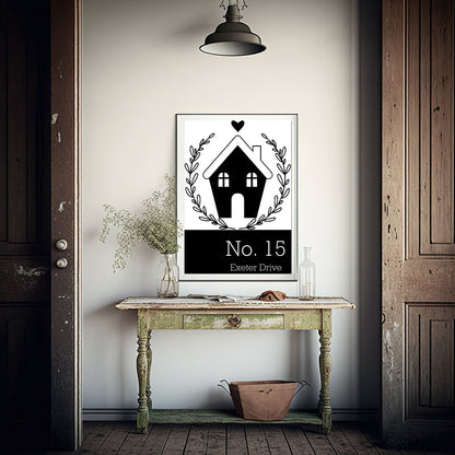 Home Address Print | Black & White | Personalised Wall Art