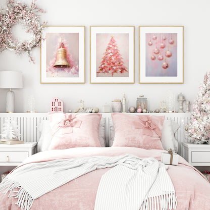 Pink Christmas Baubles Print | Coquette Wall Art