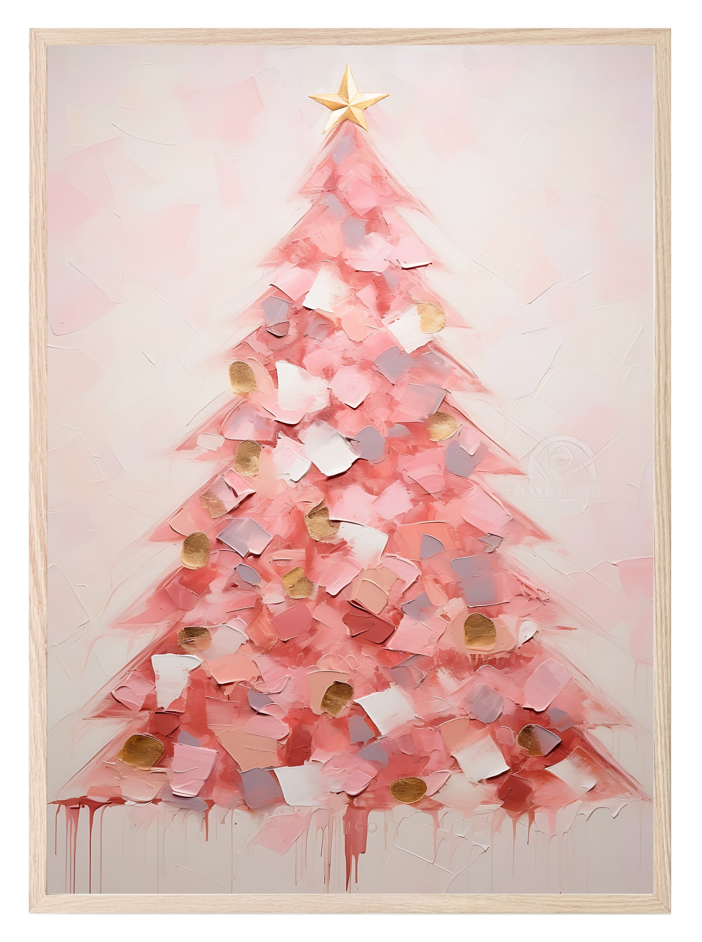 Pink Textured Christmas Tree Print | Coquette Wall Art