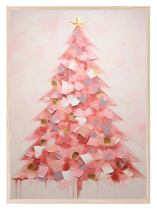 Pink Textured Christmas Tree Print | Coquette Wall Art