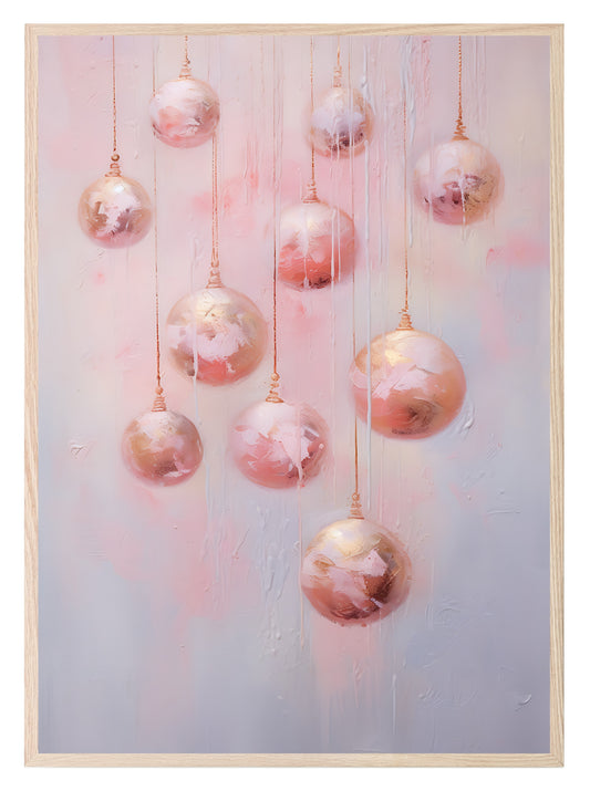 Pink Christmas Baubles Print | Coquette Wall Art