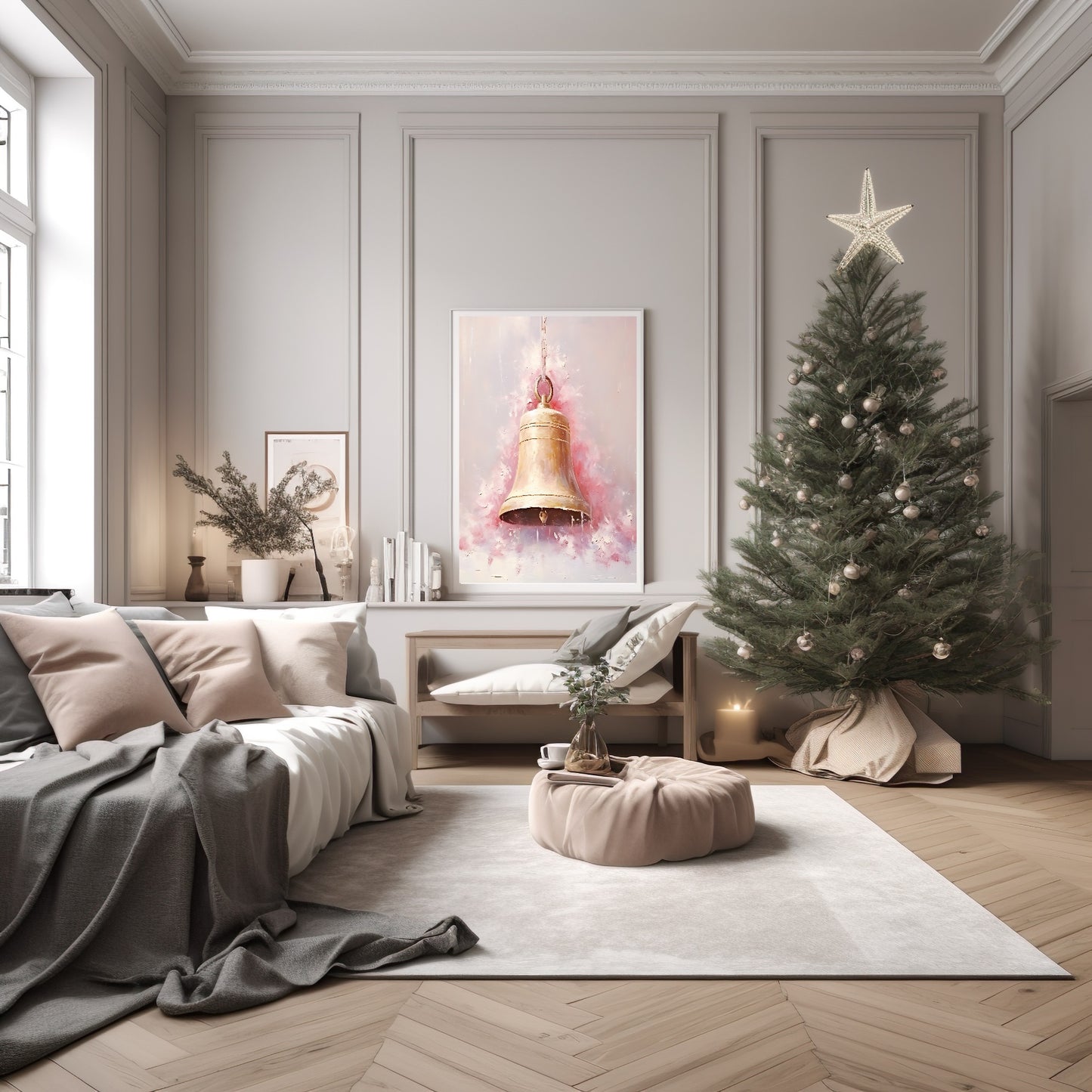 Pink Christmas Bell Print | Coquette Wall Art