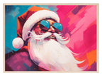 Retro Pink Santa With Sunglasses Print | Christmas Wall Art - Larosier Prints