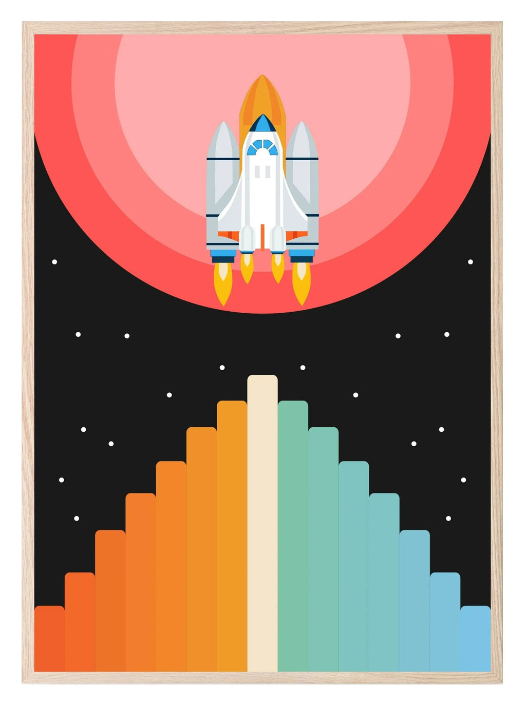 Retro Rocket Print | Kids Wall Art - Larosier Prints