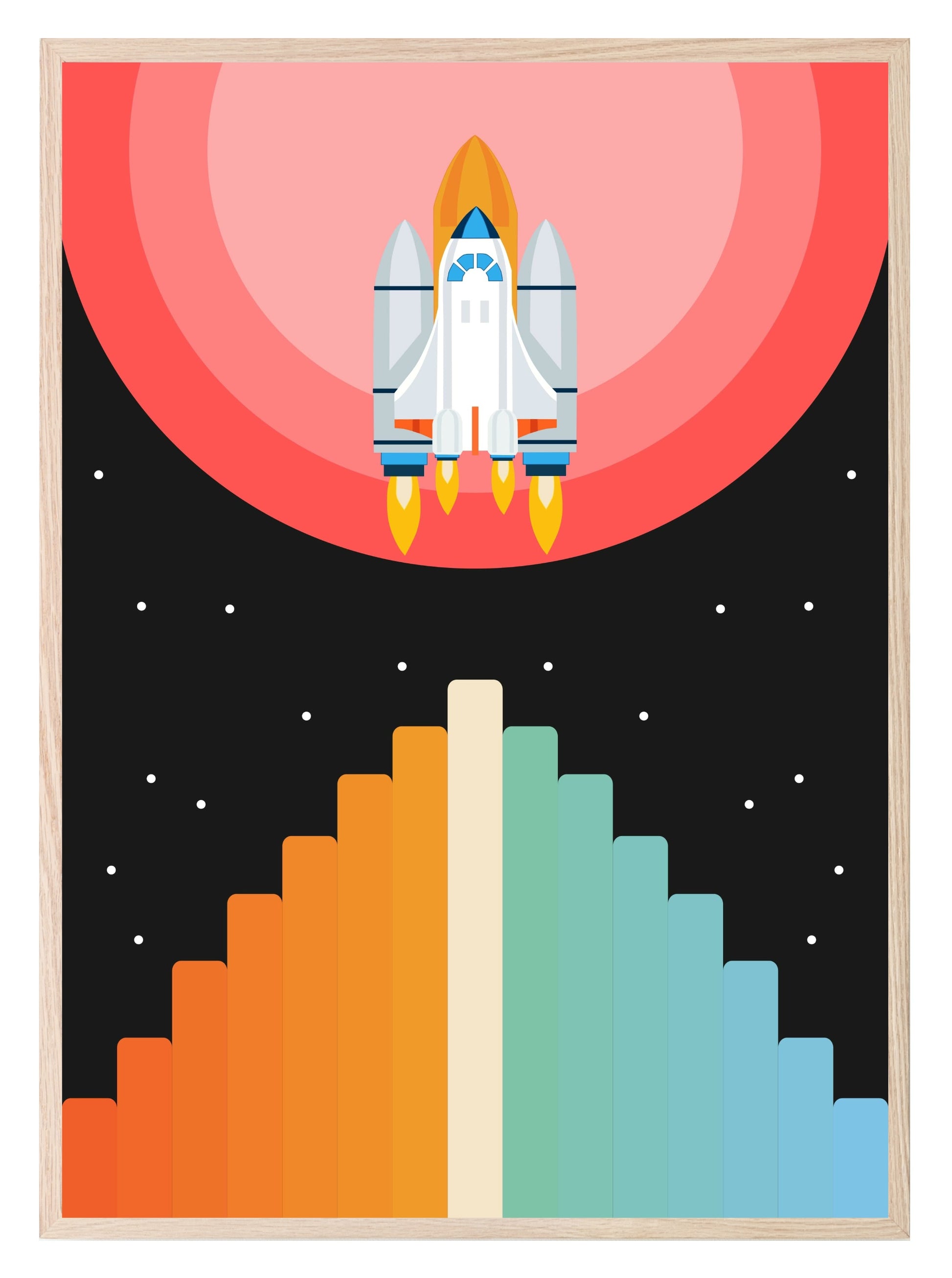 Retro Rocket Print | Kids Wall Art