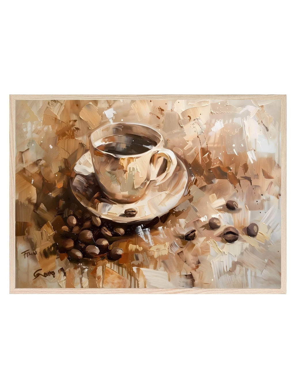 Coffee Cup & Beans Print | Oil Painting Wall Art - Larosier Prints