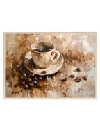 Coffee Cup & Beans Print | Oil Painting Wall Art - Larosier Prints