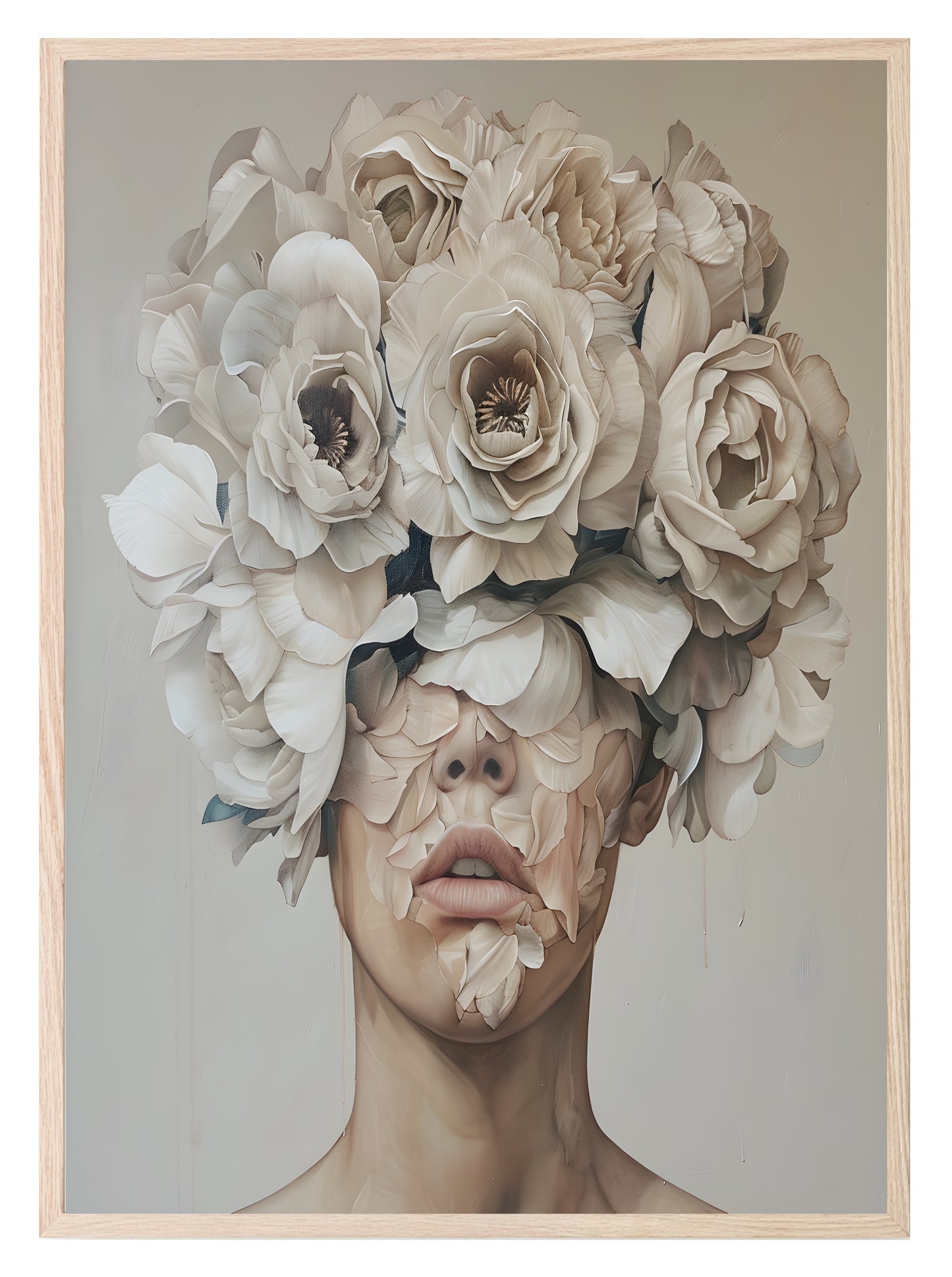 Flower Head Print | Oil Painting Wall Art Woman 1