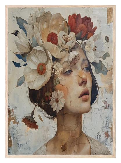 Flower Head Print | Oil Painting Wall Art Woman 2