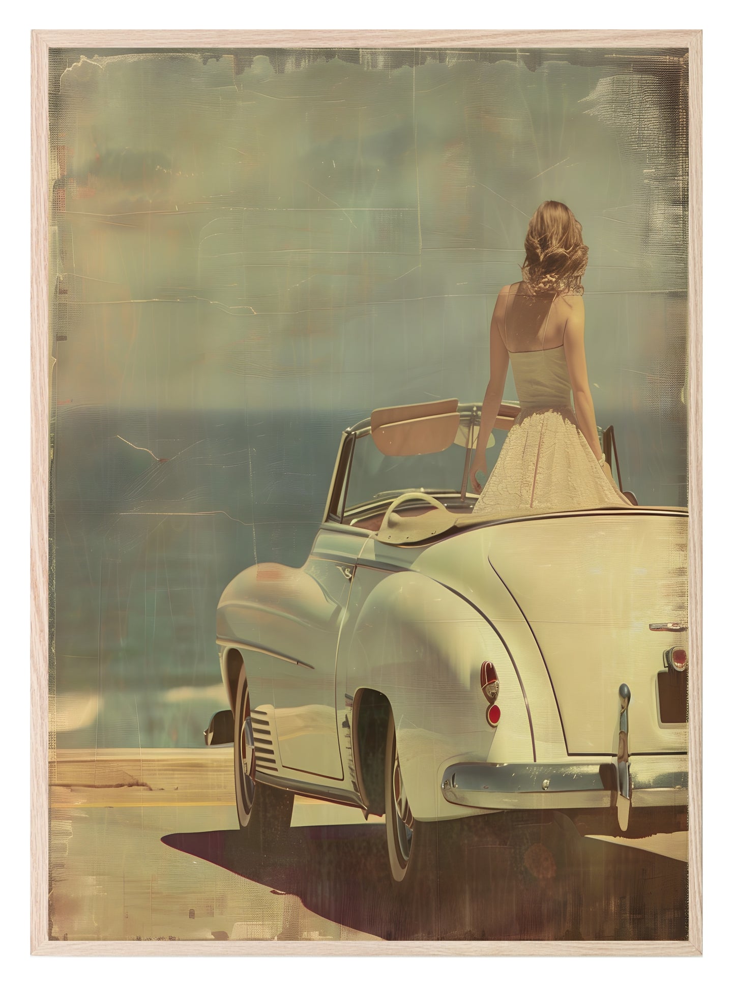 Car On The Beach Print | Vintage Wall Art