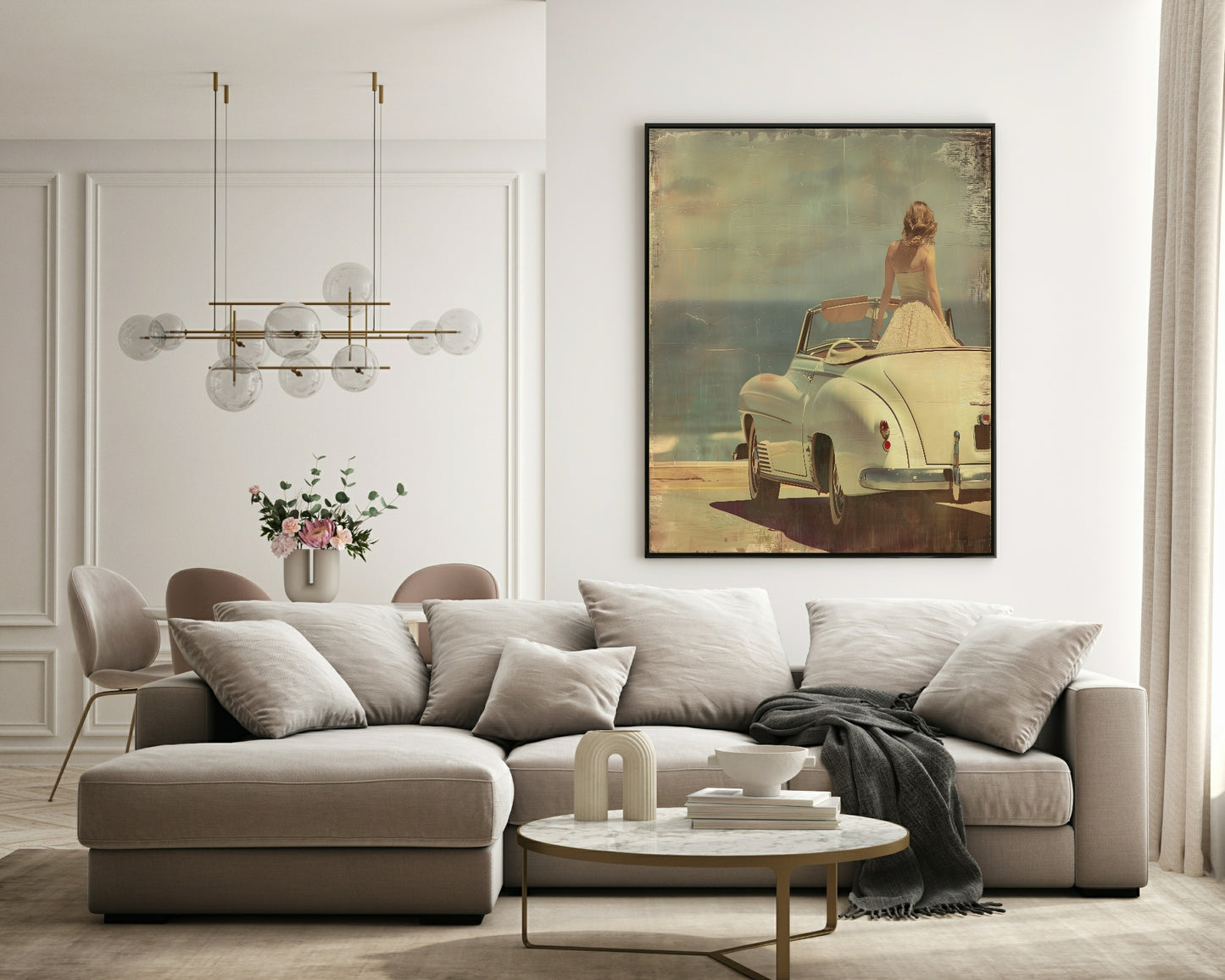 Car On The Beach Print | Vintage Wall Art