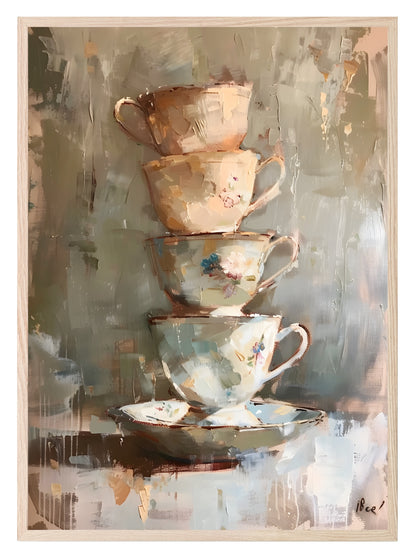 Tea Cups Print | Oil Painting Wall Art