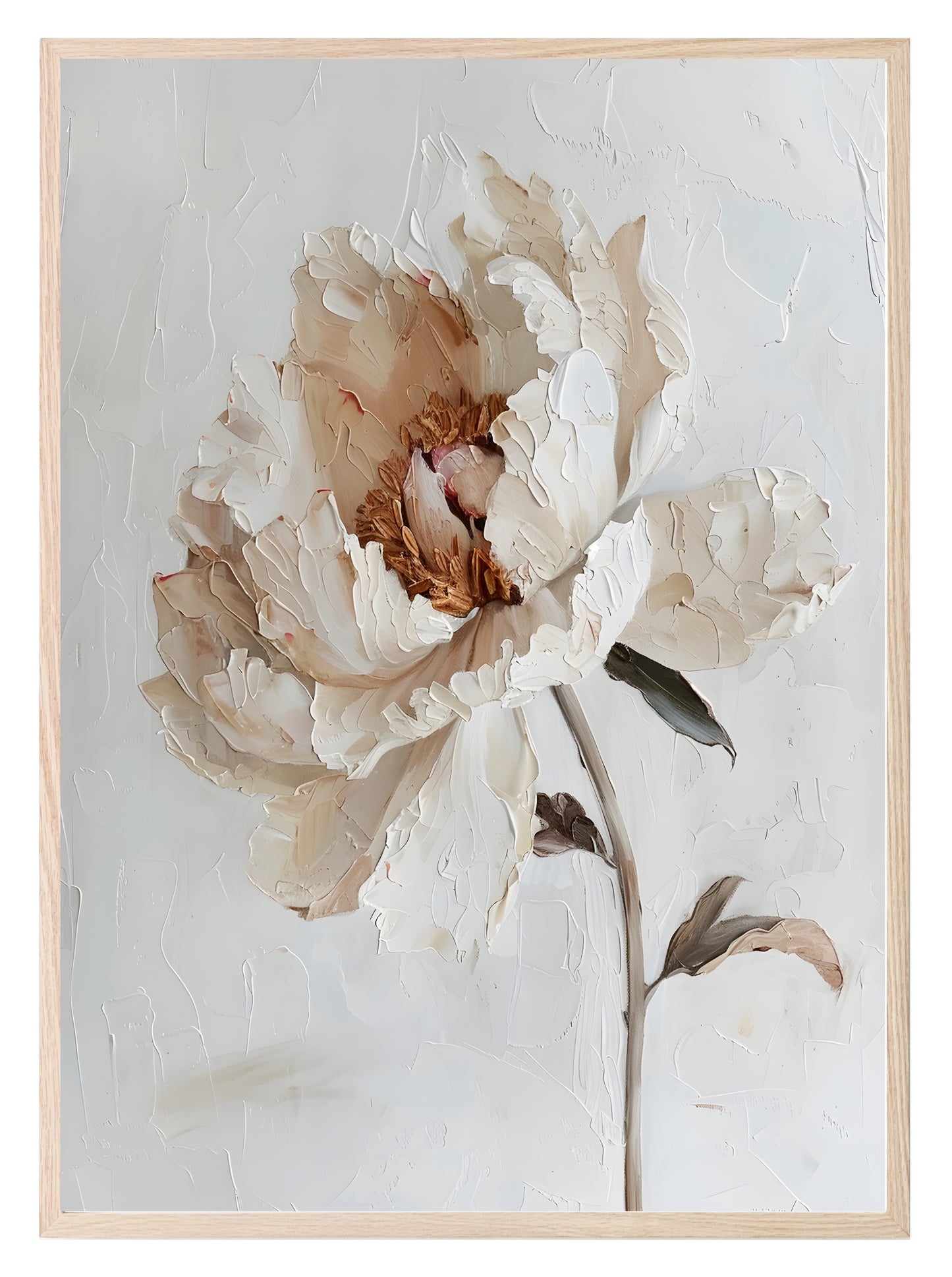 White Rose Oil Painting Print | Botanical Wall Art