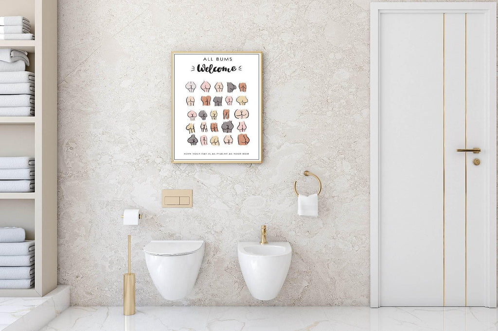 Funny All Bums Welcome Print | Bathroom Wall Art - Larosier Prints
