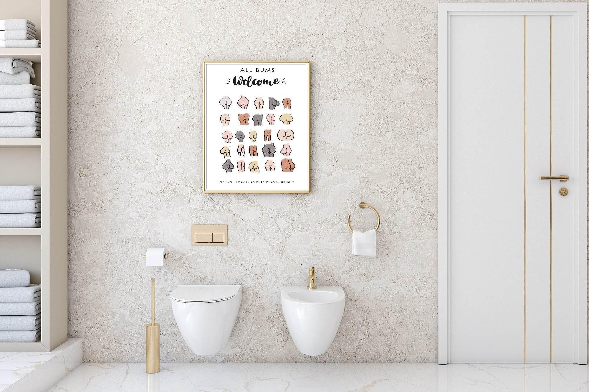 Funny All Bums Welcome Print | Bathroom Wall Art - Larosier Prints