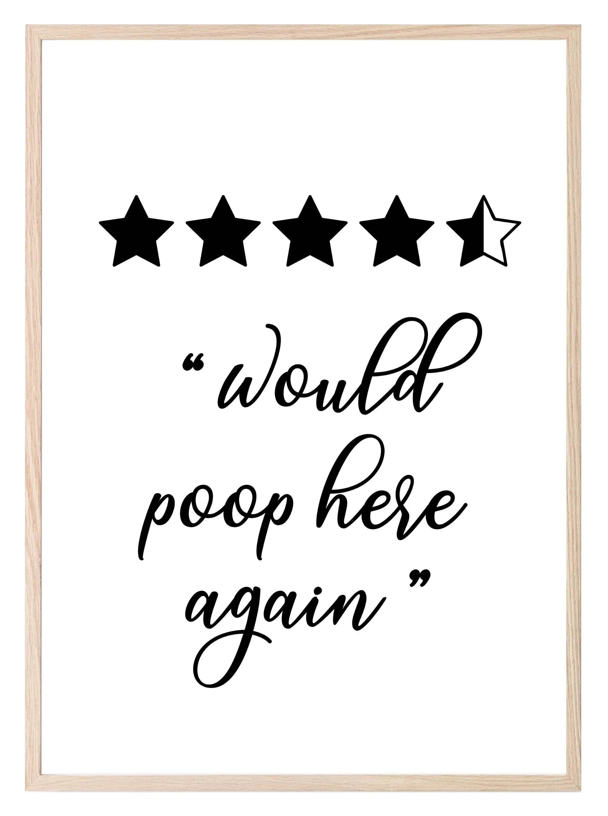 Would Poop Here Again Print | Bathroom Wall Art - Larosier Prints