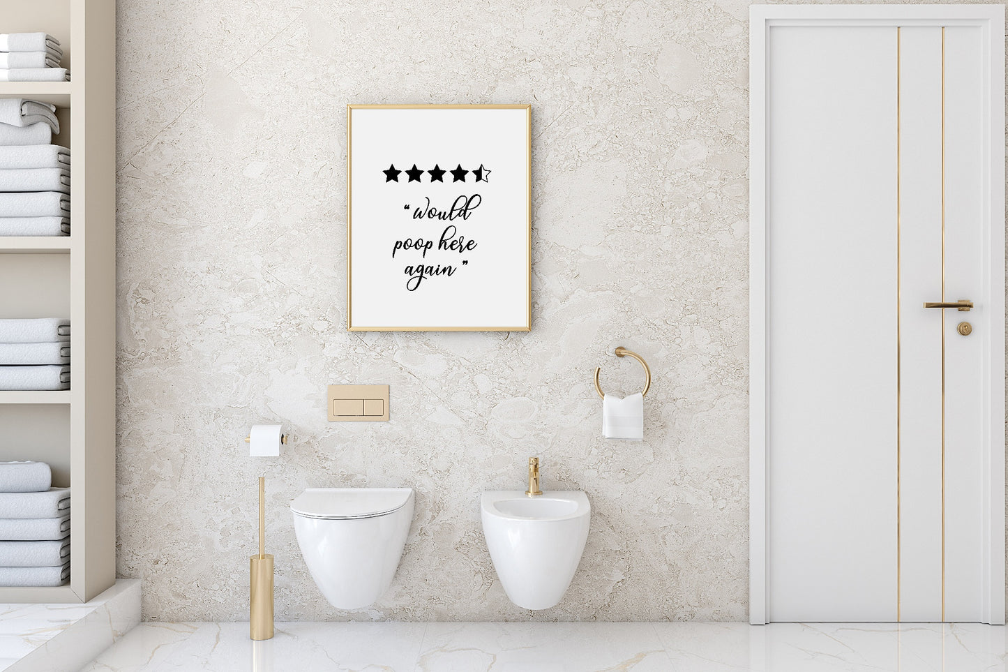 Would Poop Here Again Print | Bathroom Wall Art