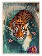 Tiger In The Bath Print | Bathroom Wall Art - Larosier Prints