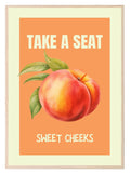 Take A Seat Sweet Cheeks Peach Print | Bathroom Wall Art - Larosier Prints