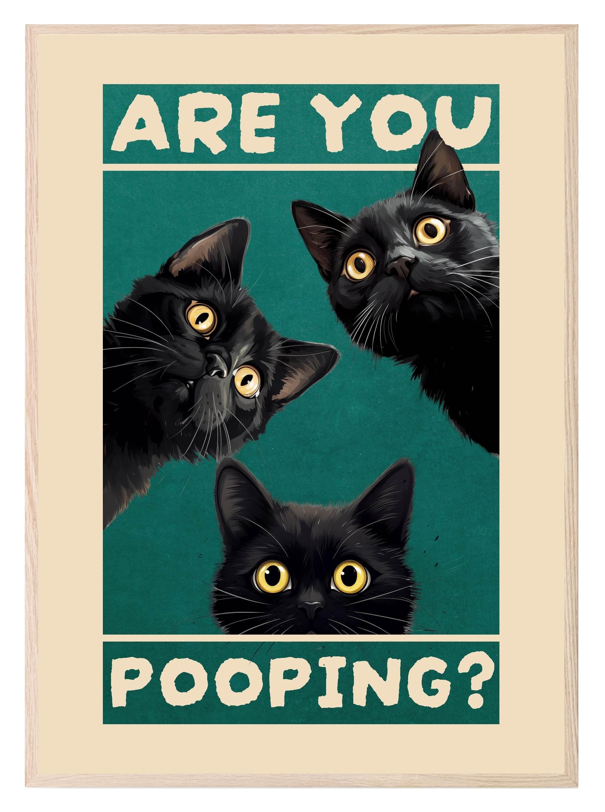Are You Pooping Cats Print | Bathroom Wall Art - Larosier Prints