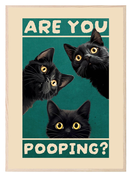 Are You Pooping Cats Print | Bathroom Wall Art - Larosier Prints