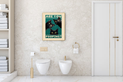 Are You Pooping Cats Print | Bathroom Wall Art