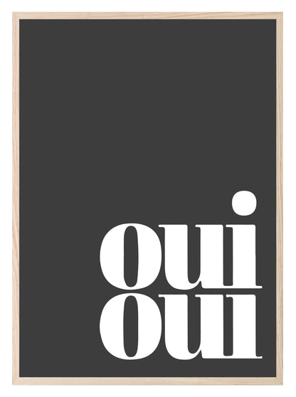 Oui Oui Print | Minimalistic Wall Art Charcoal