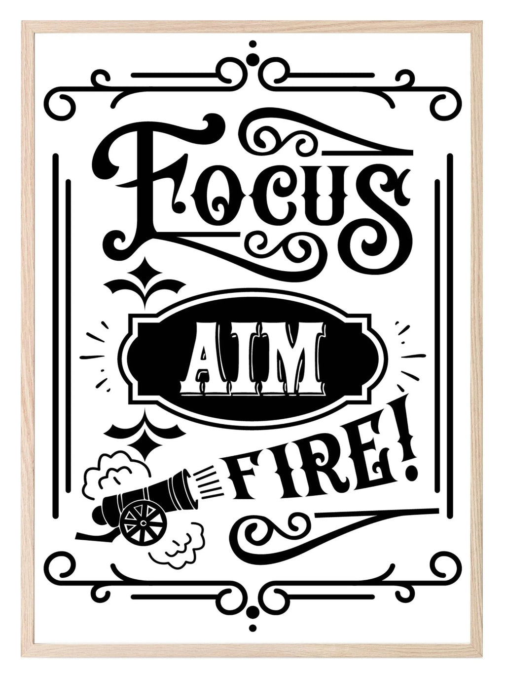 Focus Aim Fire Print | Monochrome | Bathroom Wall Art - Larosier Prints