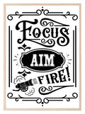 Focus Aim Fire Print | Monochrome | Bathroom Wall Art - Larosier Prints