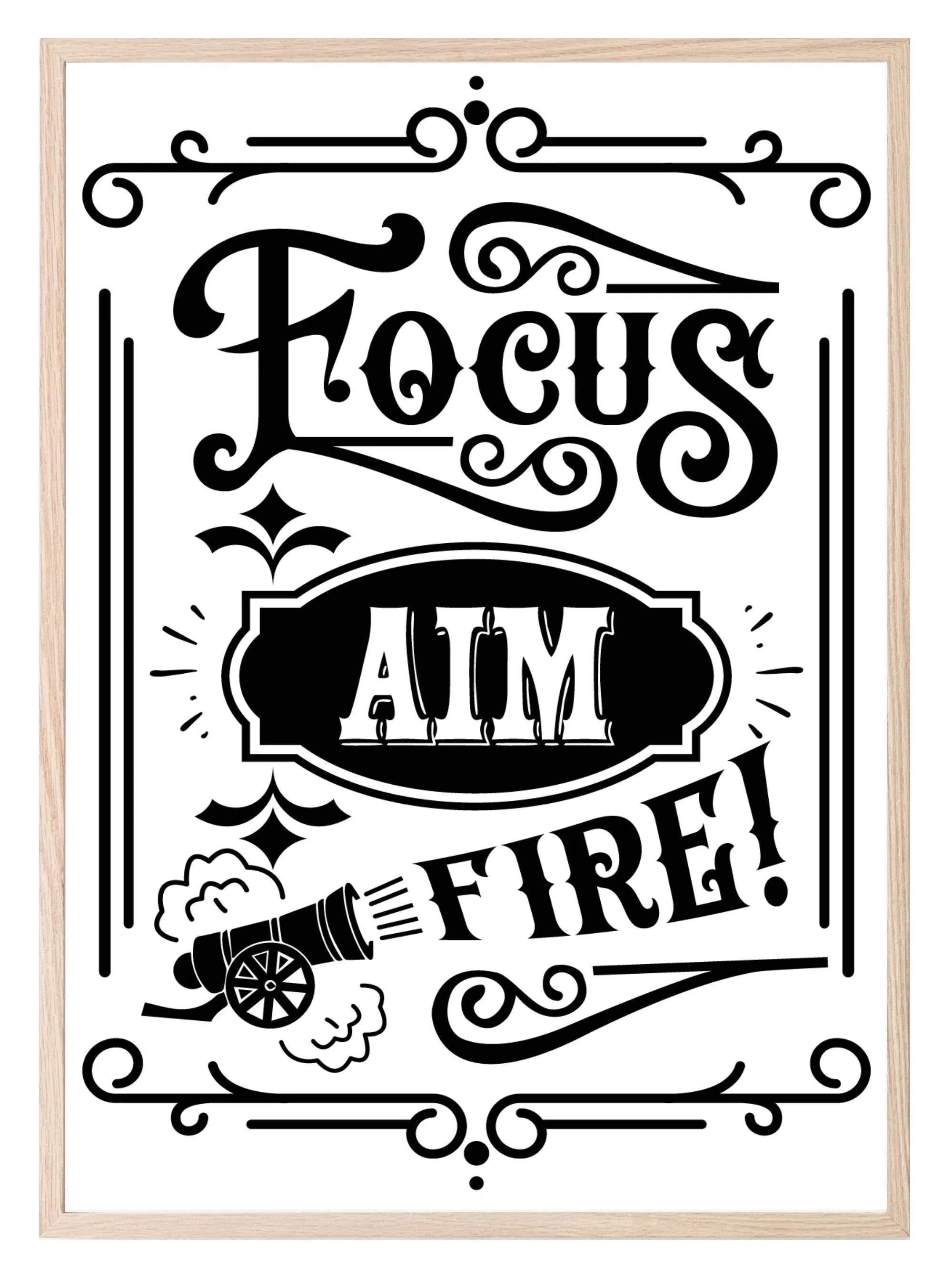 Focus Aim Fire Print | Monochrome | Bathroom Wall Art - Larosier Prints