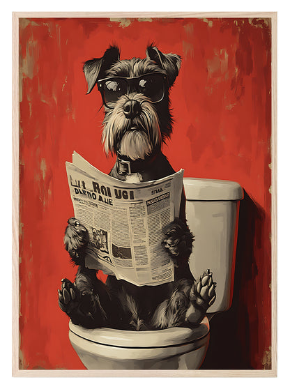 Dog Reading On The Toilet | Canine News | Bathroom Humour Wall Art Dog 2