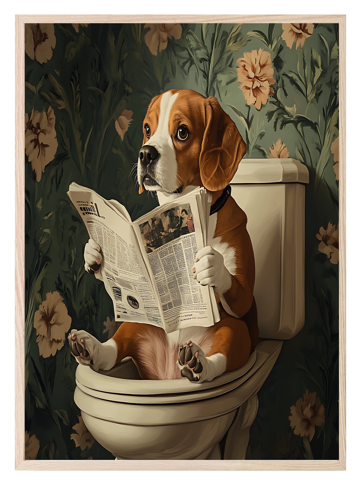 Dog Reading On The Toilet | Canine News | Bathroom Humour Wall Art Dog 3