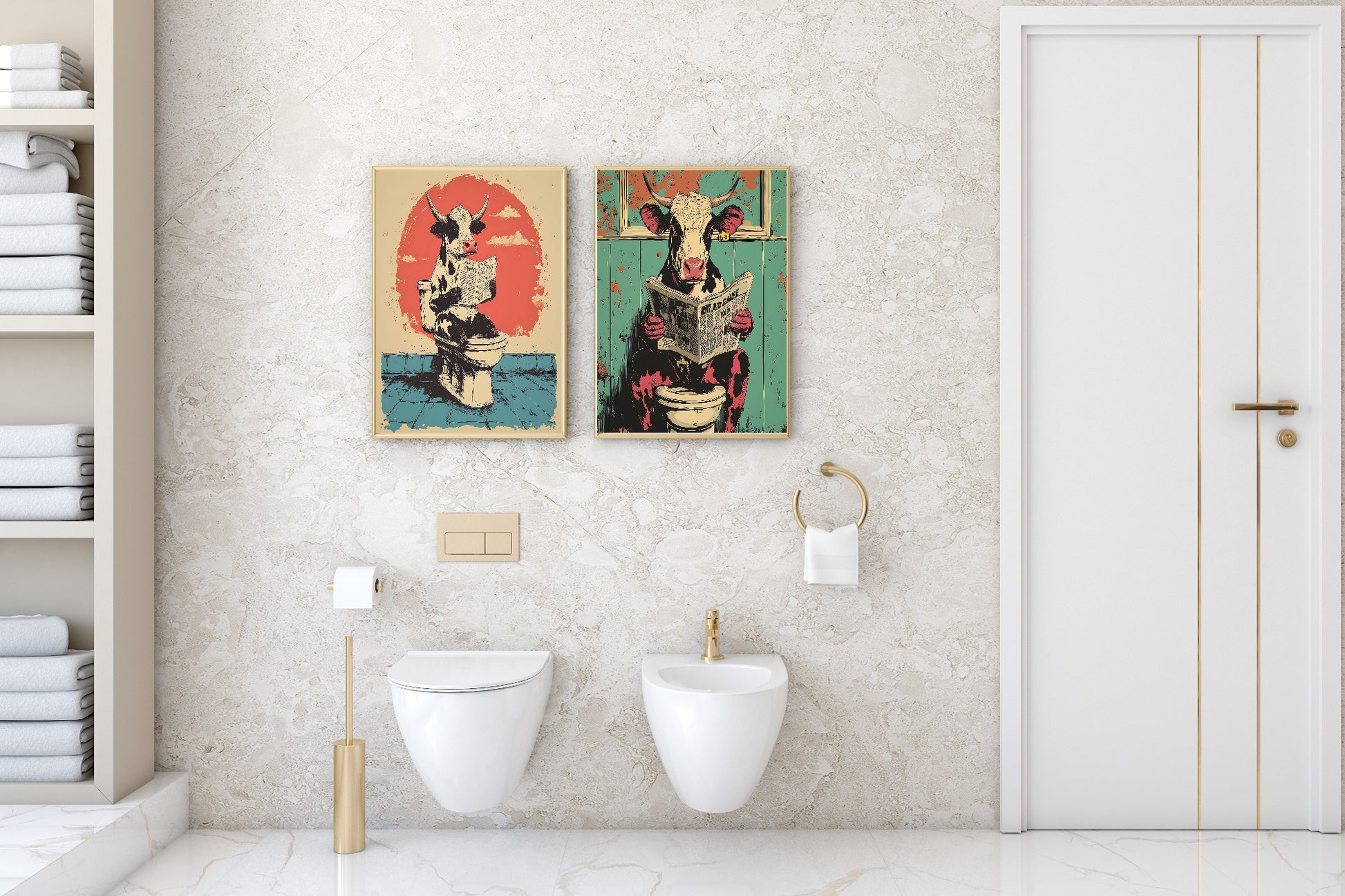 Cow Reading On The Toilet | Bathroom Humour Wall Art