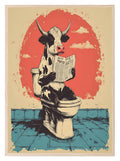 Cow Reading On The Toilet | Bathroom Humour Wall Art - Larosier Prints