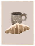 Coffee & Croissant Print | Kitchen Food Wall Art - Larosier Prints