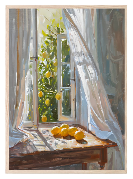 Lemons By An Open Window Print | Kitchen Food Wall Art